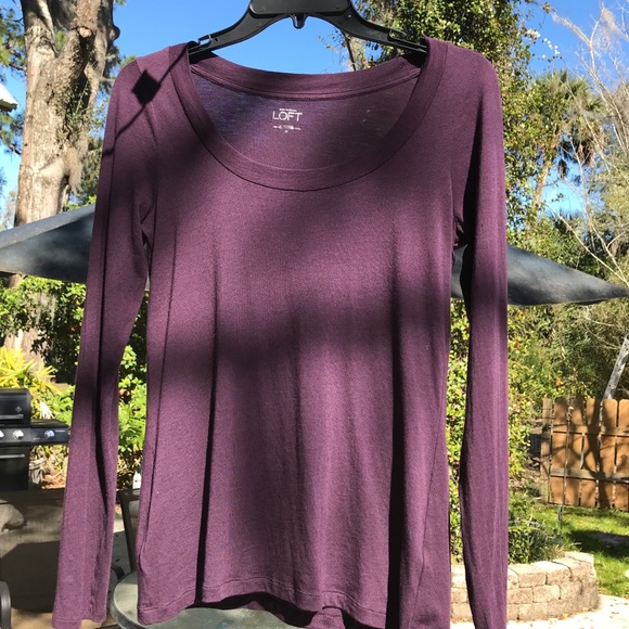 LOFT Scoop Long Tee Pima‎ Cotton/Modal Aubergine Purple - Picture 5 of 9